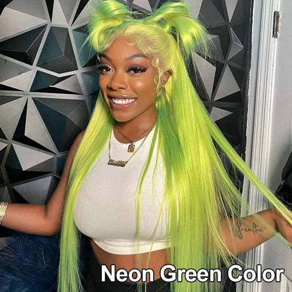 Lake Brilliant Blue Color/ Mint Green Color/ Neon Green Color/ Straight 13x4 Human Hair Lace Front Wigs
