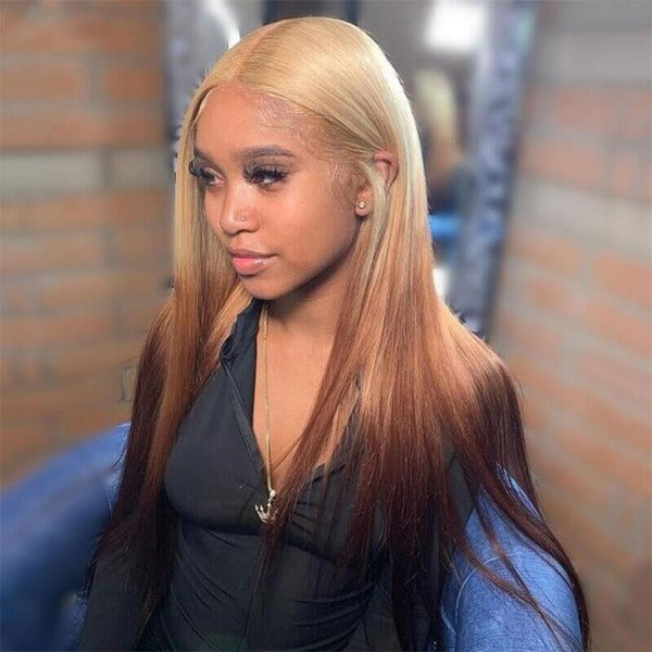 Ombre 613 Brown 13x4 Lace Frontal Wig Straight & Body Wave Preplucked Human Hair Lace Front Wigs