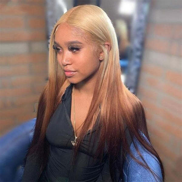 Ombre 613 Brown 13x4 Lace Frontal Wig Straight & Body Wave Preplucked Human Hair Lace Front Wigs