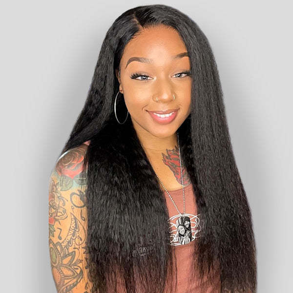  Kinky Straight Hair Wear Go Glueless Wigs 7x5 HD Lace Pre Cut Lace Closure Wigs