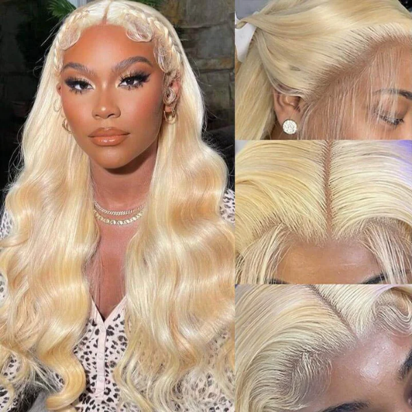 613 Blonde Body Wave Human Hair Lace Front Wigs 13x4 4x4 Invisible Transparent Lace Wigs