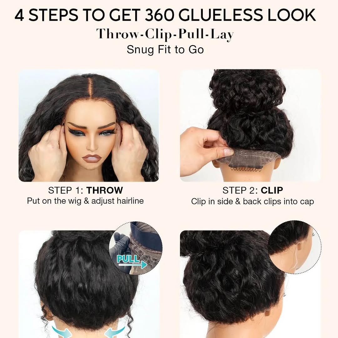 Invisible Strap 360 Lace Bleached Knot Pre-Cut Lace Water Wave Wig