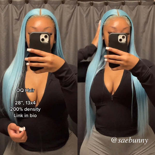 Lake Brilliant Blue Color/ Mint Green Color/ Neon Green Color/ Straight 13x4 Human Hair Lace Front Wigs