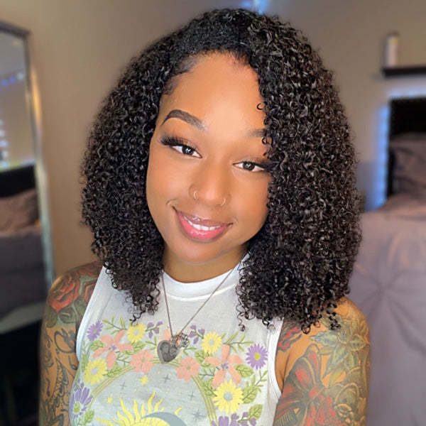 3 In 1 Half Wig | Afro Curly Flexible Fit Half Wig With Drawstring Natural Hairline Beginner Friendly