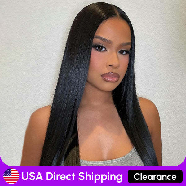 USA Warehouse Clearance | Pre Cut HD Lace Glueless Human Hair Straight Wig for Effortless Style