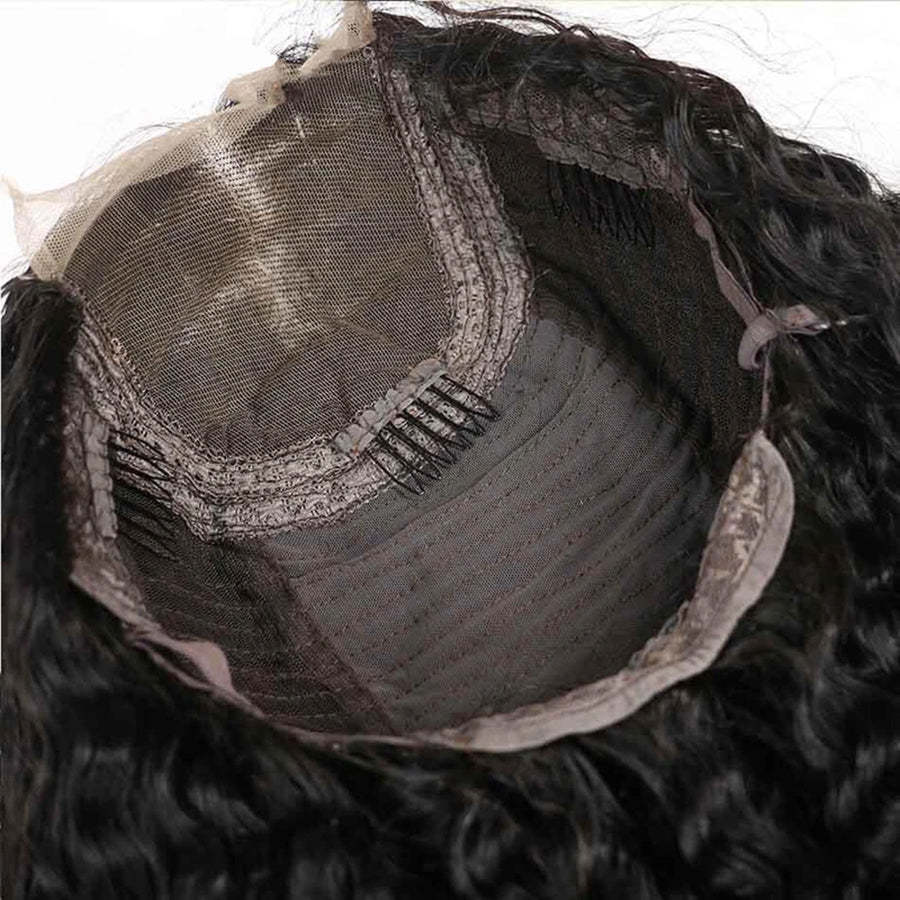 Deep Wave Human Hair 4x4 Lace Closure Wig Pre Plucked Remy Wigs with Baby Hair