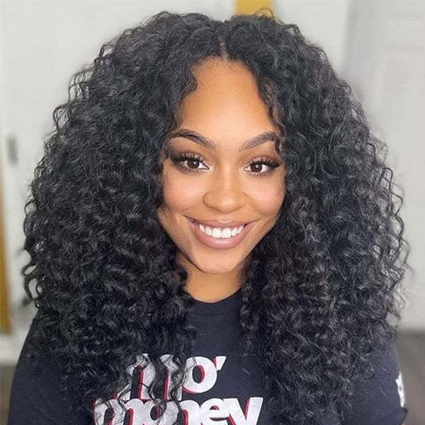 Deep Wave V Part Wig No Leave Out Thin Part Glueless Wigs Human Hair Wig