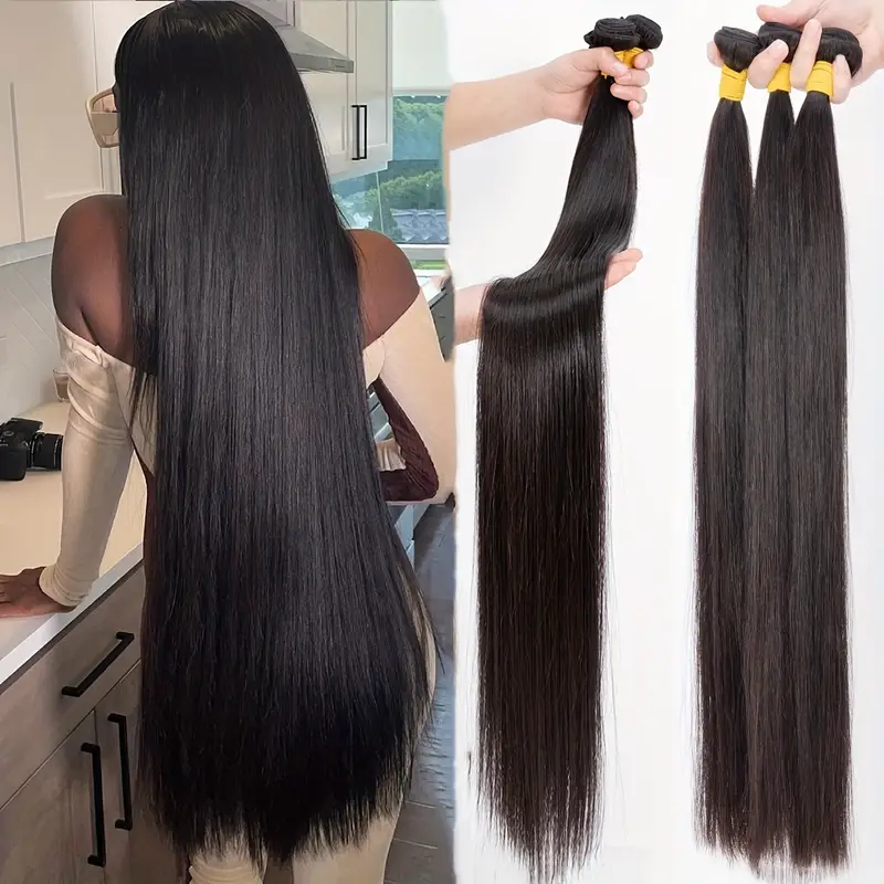  3 Bundles Peruvian Straight Virgin Human Hair Extension 8-40 inches