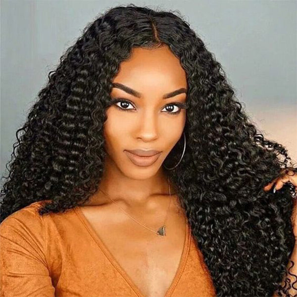 Water Wave V Part Wig No Leave Out Thin Part Glueless Wigs Human Hair Wig
