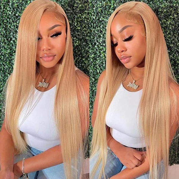 Honey Blonde #27 Color Preplucked 13x4 4x4 Lace Front Wigs Straight Wavy Curly Hair Texture