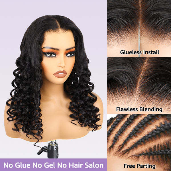  Wand Curl Wear Go Glueless Wig 7x5 HD Lace Pre Cut Lace 100% Glueless Wig Preplucked with Natural Hairline
