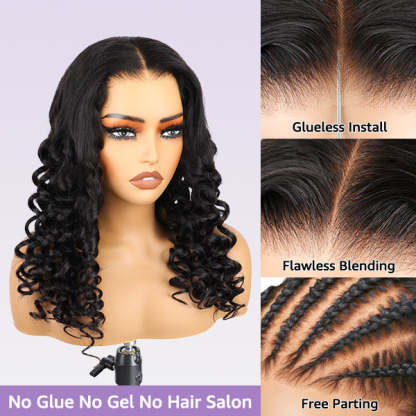  Wand Curl Wear Go Glueless Wig 7x5 HD Lace Pre Cut Lace 100% Glueless Wig Preplucked with Natural Hairline