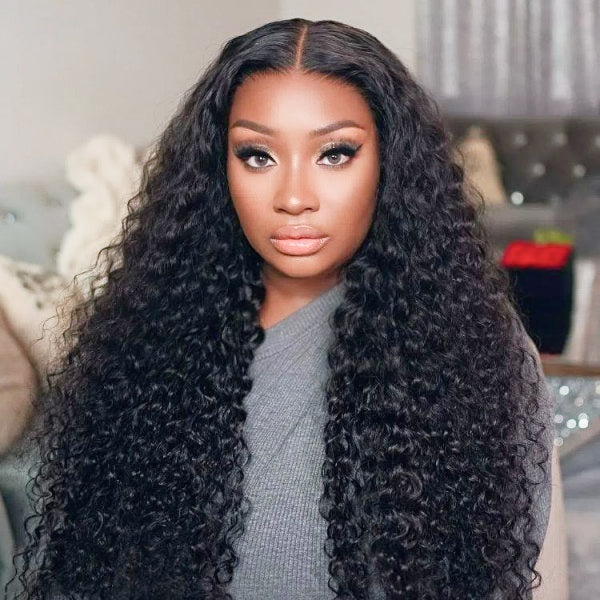 Water Wave V Part Wig No Leave Out Thin Part Glueless Wigs Human Hair Wig
