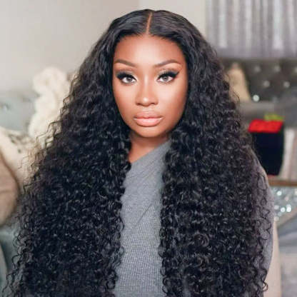 Water Wave V Part Wig No Leave Out Thin Part Glueless Wigs Human Hair Wig