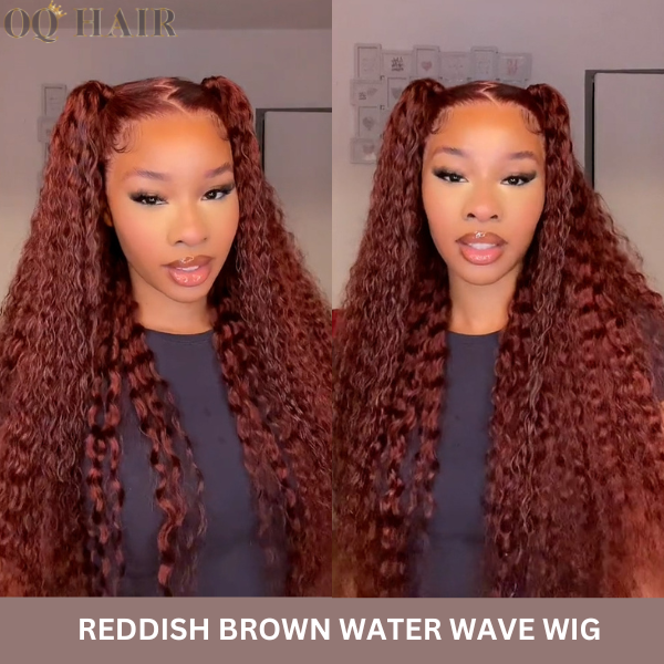 Autumn Vibe Reddish Brown Color Water Wave Human Hair 13x4 4x4 Skin Melt Lace Front Wigs