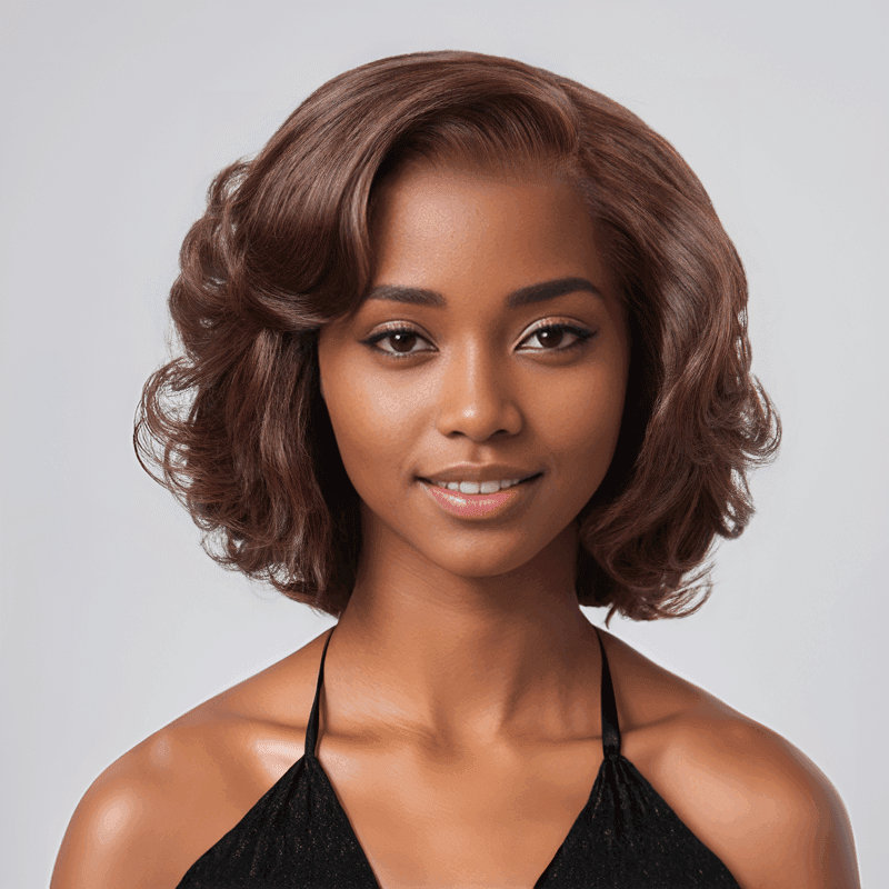 13x4 Glueless Blonde Color Ombre Layered Bob Wig Glueless Wavy