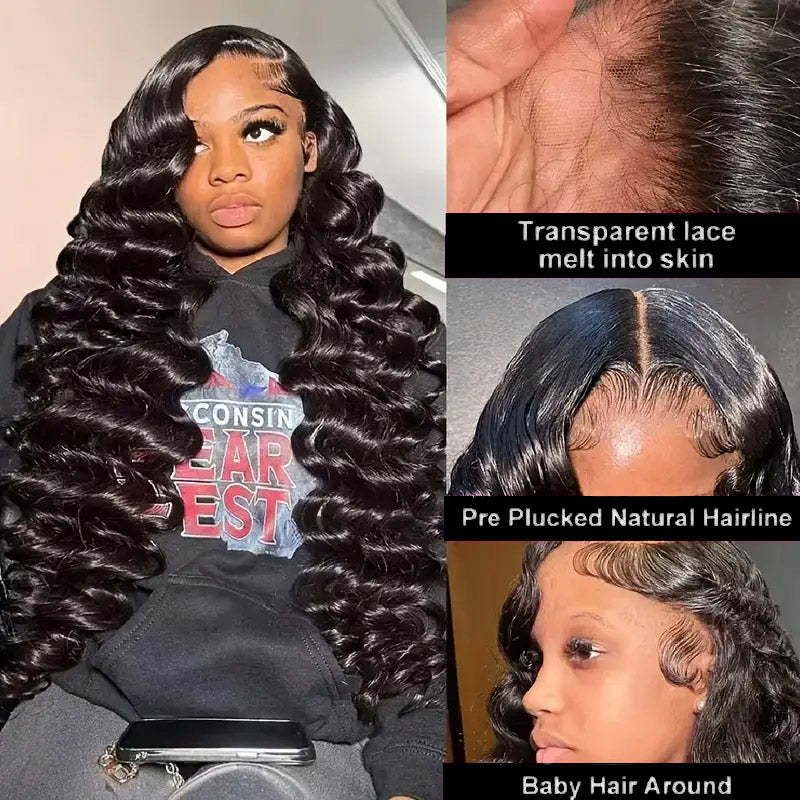 [30'' = $165.99 - No Code Needed] 13x6 Lace Front Wig with Bleached Knots Loose Deep Wave Human Hair Wigs Beginner Friendly