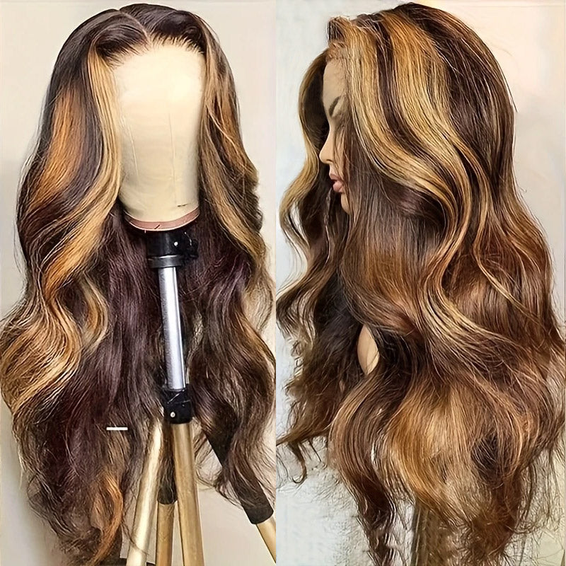 Highlight Piano Color Glueless 13*6 Lace Front Wig 180% Density Body Wave Human Hair