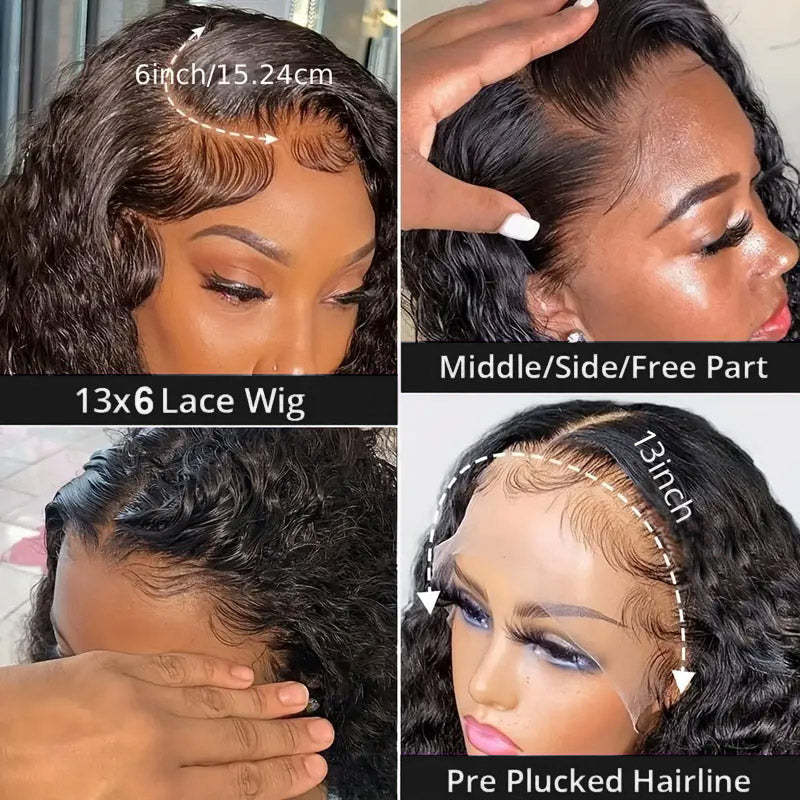 13x6 Lace Front Wigs Glueless Human Hair Wigs Deep Wave Wig For Black Women