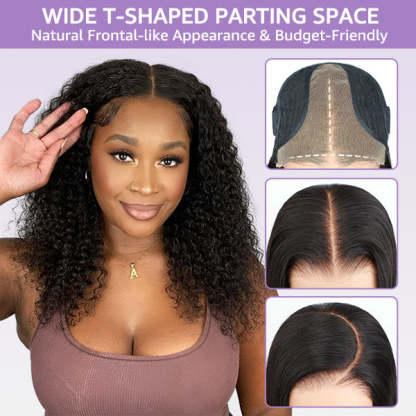  Afro Curly Glueless 9x6 T Part Lace Wear Go Wig Pre-Bleached Tiny Knots Natural Frontal Look