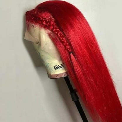Cherry Red Color Lace Front & Closure Wig Pre-Colored Human Hair Wigs With Pre-Plucked Hairline