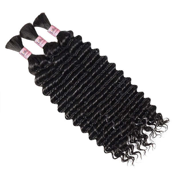 Deep Wave Boho Braids Bulk Human Hair Braidings 30 Inch Hair Bundles 100% Unprocessed No Weft Deep Curly Hair Extensions