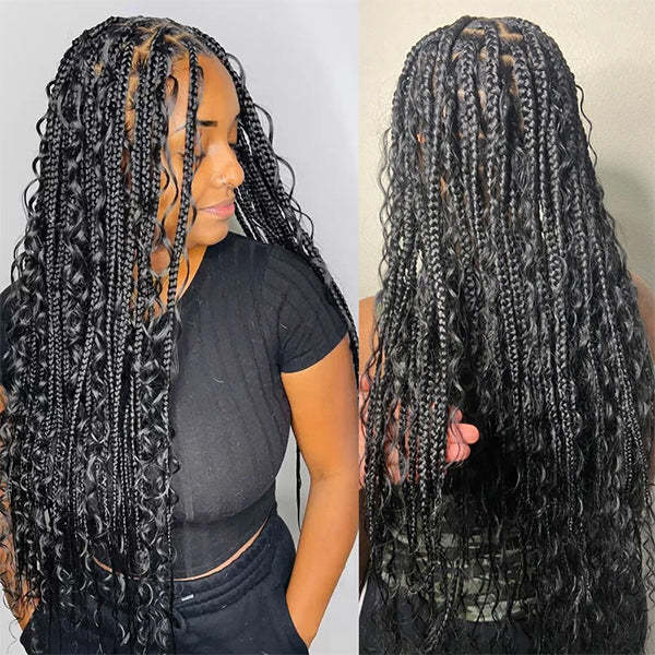 Deep Wave Boho Braids Bulk Human Hair Braidings 30 Inch Hair Bundles 100% Unprocessed No Weft Deep Curly Hair Extensions