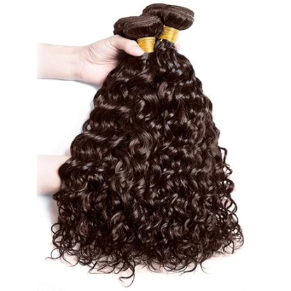 #4 Brown Water Wave 3 Bundles With 4X4 Lace Closure Human Hair Bundles Brazilain Unprocessed Virgin Hair Color #4 