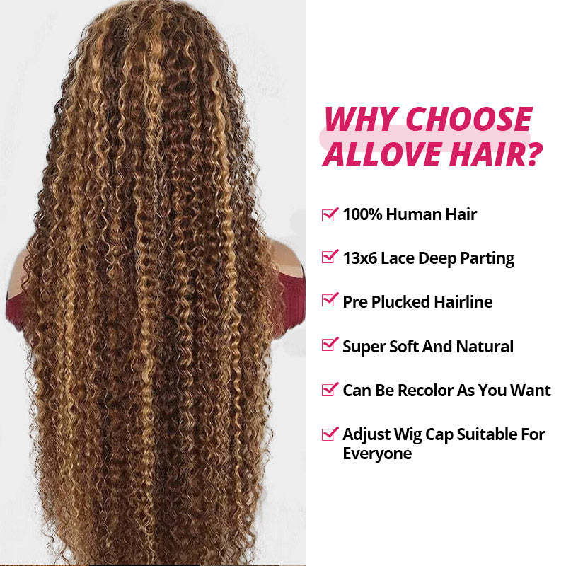 [28'' = $165.99 - No Code Needed] P4/27 Highlight Wig Deep Wave Human Hair 13x6 Full Lace Front Wigs