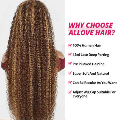 [28'' = $165.99 - No Code Needed] P4/27 Highlight Wig Deep Wave Human Hair 13x6 Full Lace Front Wigs