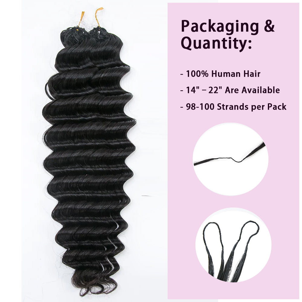 WIGARI Lightweight Deep Wave Crochet Human Hair Extension