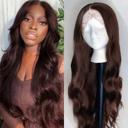 #2 Wigs Chocolate Color 13x4 4x4 Human Virgin Hair Lace Front Wigs Body Wave Hair Straight Hair Water Wave Hair