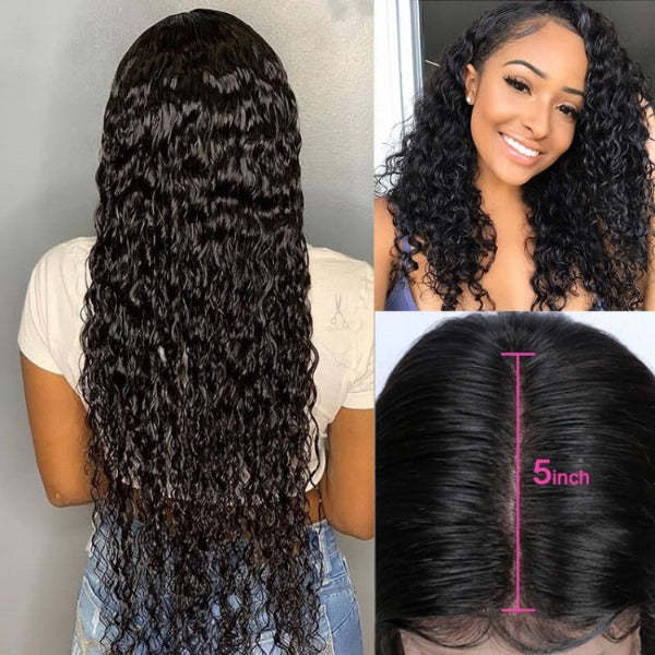 5x5 HD Lace Wigs Deep Wave 100% Human Hair Preplucked Lace Closure Wigs
