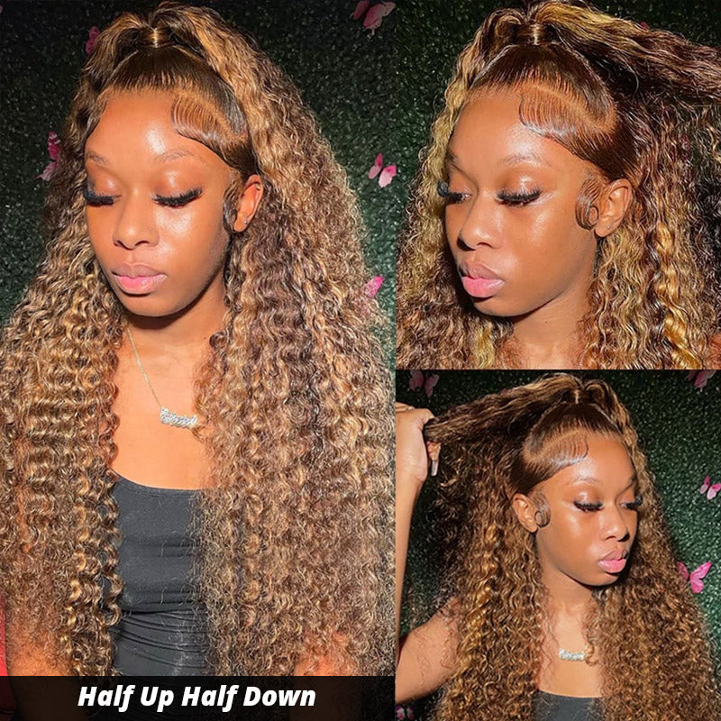 [28'' = $165.99 - No Code Needed] P4/27 Highlight Wig Deep Wave Human Hair 13x6 Full Lace Front Wigs