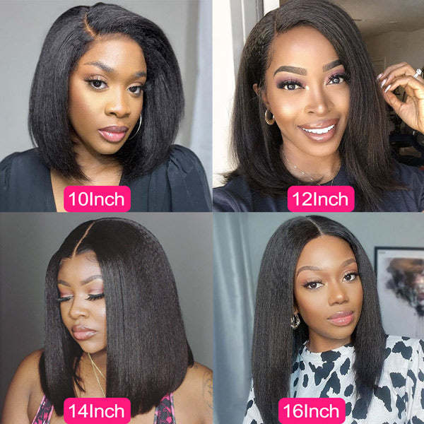  Wear Go Glueless Wigs Kinky Straight Pre Cut 7x5 HD Lace Front Bob Wigs