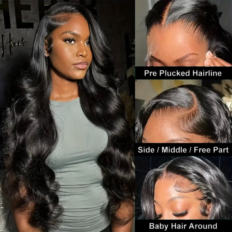 13x6 Body Wave HD Lace Front Virgin Human Hair Wig 180% Density