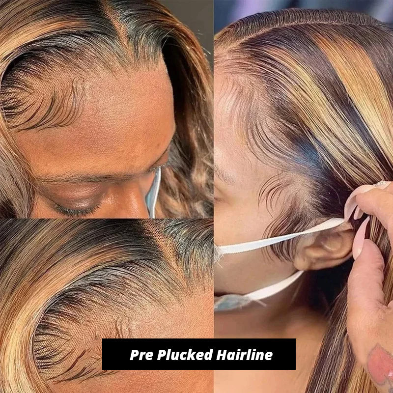 Highlight Straight Hair Wigs 13x6 HD Transparent Lace Front Wig