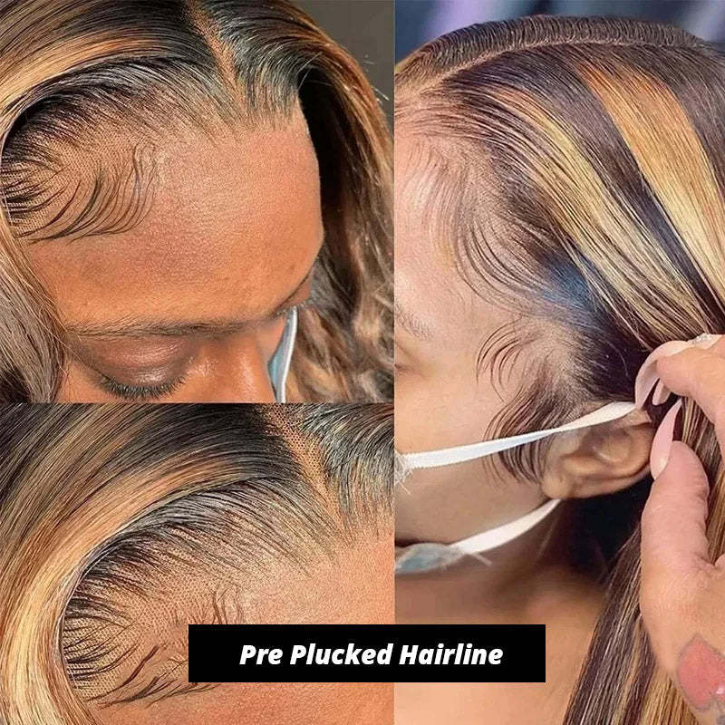 Highlight Straight Hair Wigs 13x6 HD Transparent Lace Front Wig