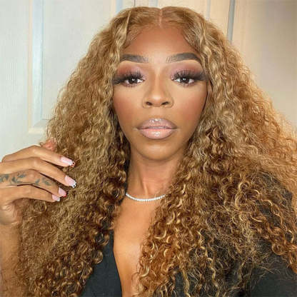 Water Wave 4/27 Highlight Wear Go Glueless Wig Pre-cut Lace Wig 7x5 HD Lace Wig Preplucked with Natural Hairline