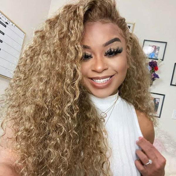 Honey Blonde #27 Color Preplucked 13x4 4x4 Lace Front Wigs Straight Wavy Curly Hair Texture