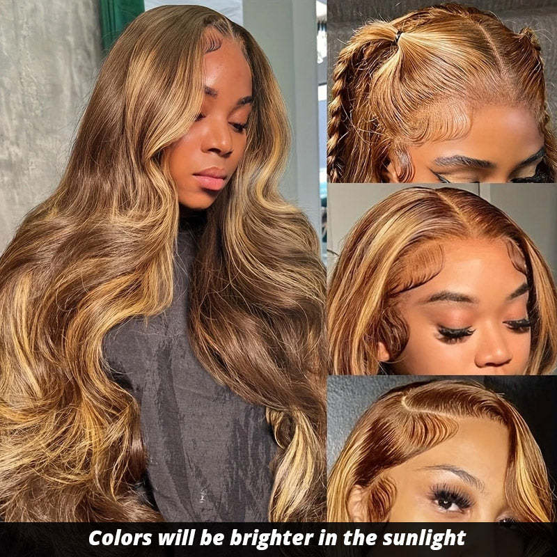 Highlight Piano Color Glueless 13*6 Lace Front Wig 180% Density Body Wave Human Hair
