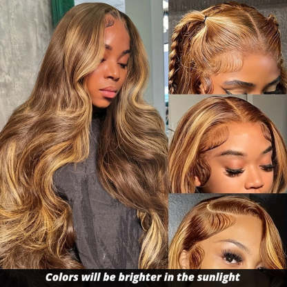 Highlight Piano Color Glueless 13*6 Lace Front Wig 180% Density Body Wave Human Hair