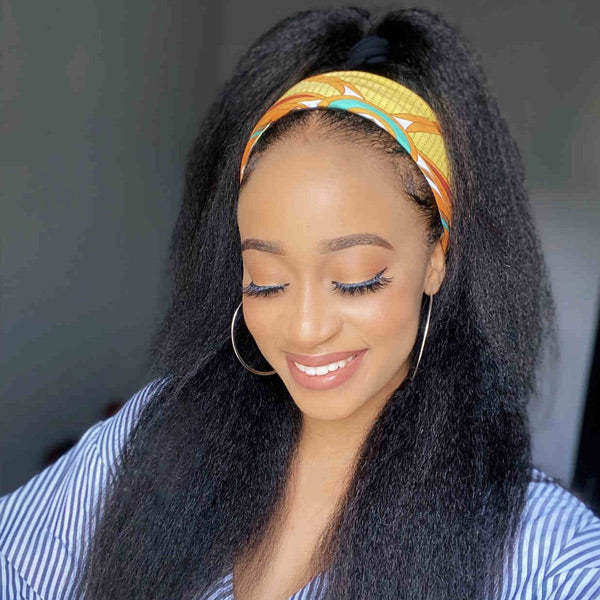  Affordable Kinky Straight Human Hair Headband Wig Ready To Wear Wig No Glue Needed