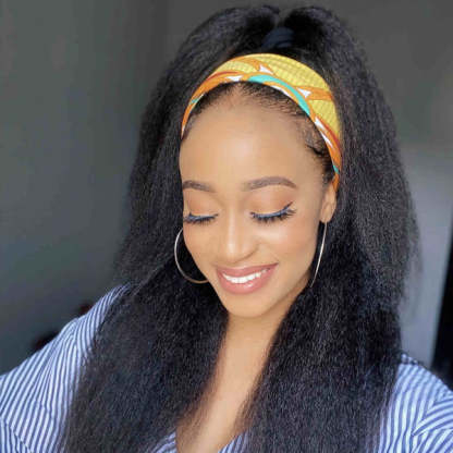  Affordable Kinky Straight Human Hair Headband Wig Ready To Wear Wig No Glue Needed
