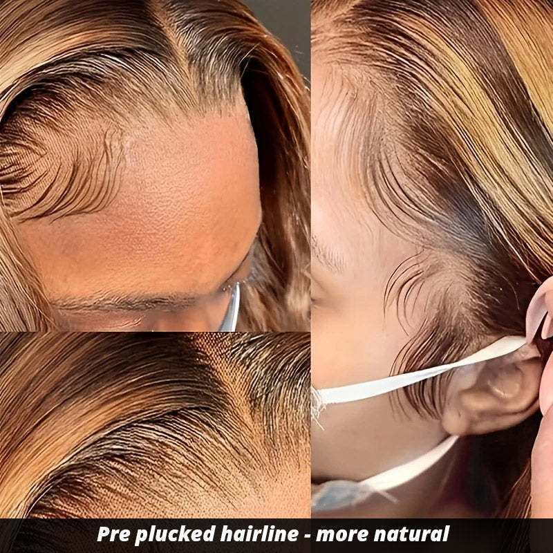 Highlight Piano Color Glueless 13*6 Lace Front Wig 180% Density Body Wave Human Hair