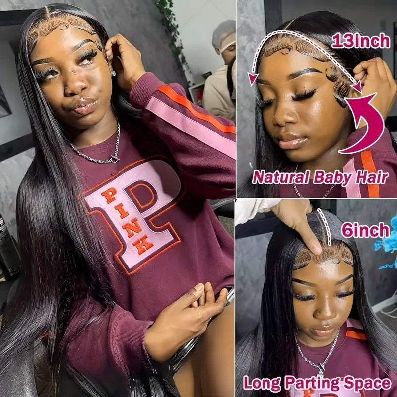 [30'' = $165.99 - No Code Needed] 13x6 HD Lace Front Wig Virgin Straight Human Hair Ready to Go Glueless Wig