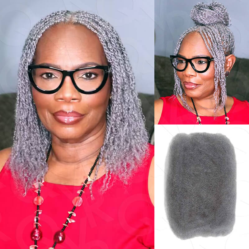 WIGARI Brazilian Grey Color Remy Hair Afro kinky Bulk Human Hair For Braiding Dreadlock Hair