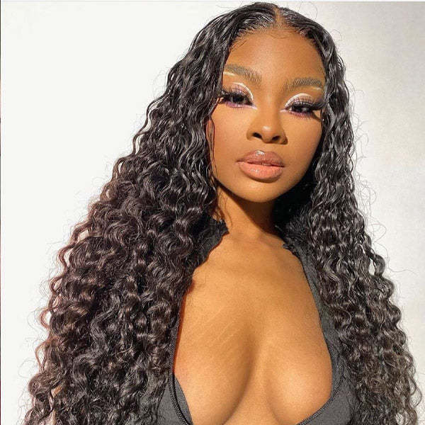  Water Wave Pre-Cut 9x6 T Part Lace Wig Bleached Knots Lace Frontal Wear Go Wig