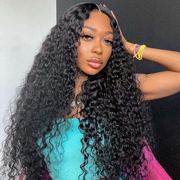  Water Wave Pre-Cut 9x6 T Part Lace Wig Bleached Knots Lace Frontal Wear Go Wig