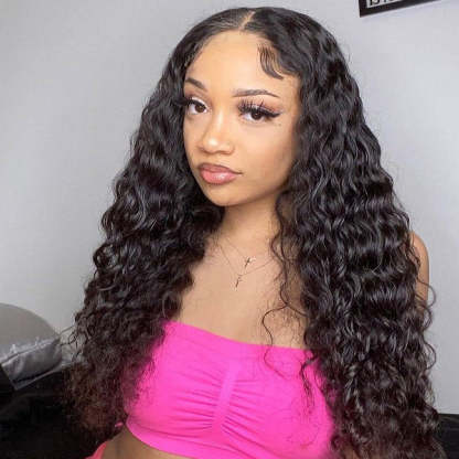  Water Wave Pre-Cut 9x6 T Part Lace Wig Bleached Knots Lace Frontal Wear Go Wig